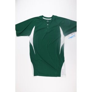 Champro Baseball Jersey Two Button Placket Adult S Green White Athletic Training